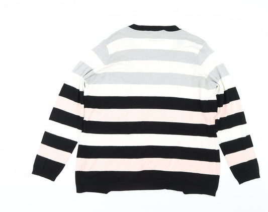 Julipa Womens Pink Striped Pullover Jumper Size 18