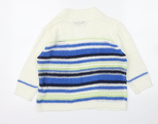 Inspire Womens White Striped Cardigan Jumper Size S