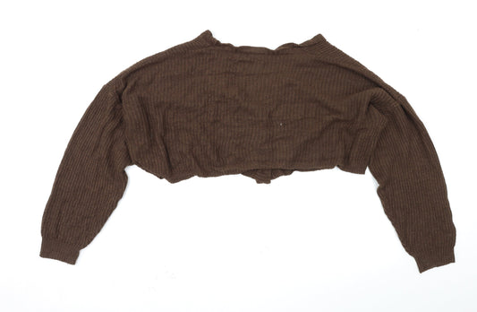 PRETTYLITTLETHING Womens Brown Cardigan Jumper Size M