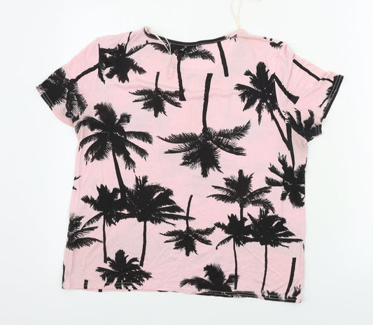 Quiz Womens Pink Floral Basic T-Shirt Size 8