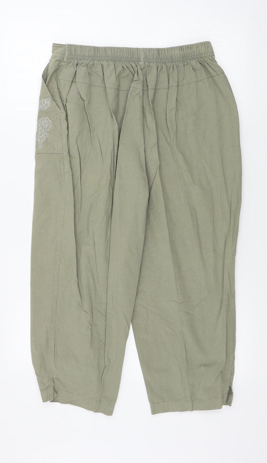 Felina Womens Green Houndstooth Trousers Size 16 L21 in