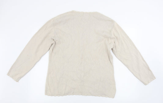 Amy Moore Womens Beige Cardigan Jumper Size L