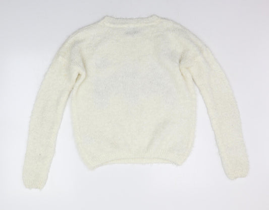 Papaya Womens White Pullover Jumper Size M