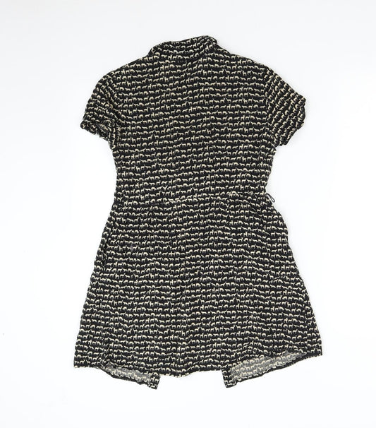 H&M Womens Black Tunic Button-Up Size 8