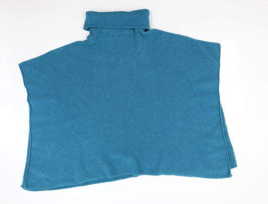 Pomodoro Womens Blue Knit Jacket Poncho One Size