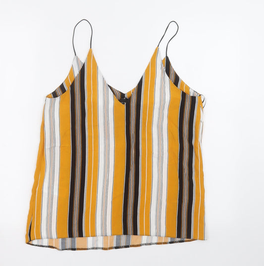 New Look Womens Yellow Striped Basic Tank Size 8