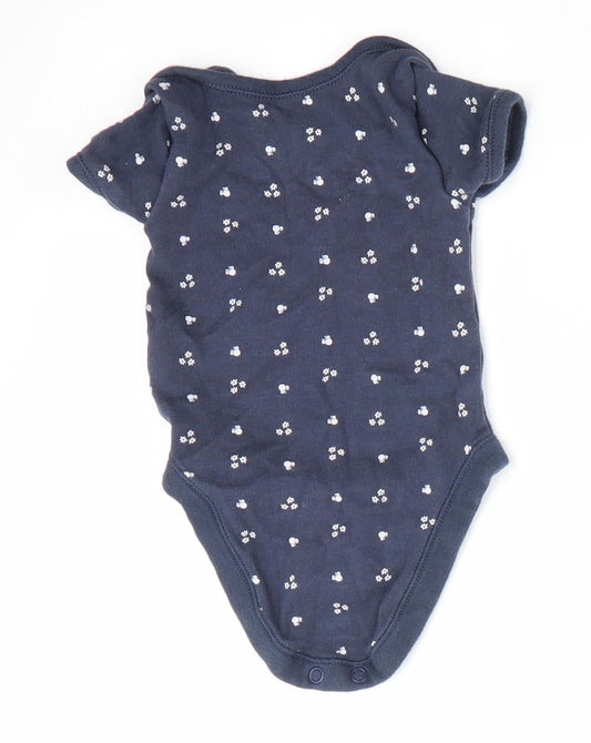 Disney Baby at George Girls Blue Floral Romper One-Piece Size 0-3 Months