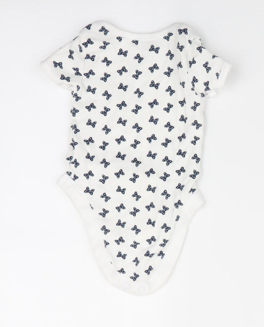 Disney Baby at George Girls White Animal Print Romper One-Piece Size 0-3 Months - Butterflies print