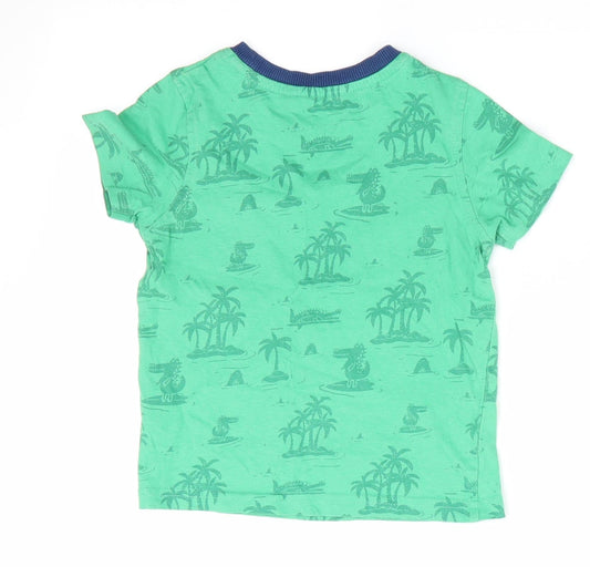 George Boys Green Floral Basic T-Shirt Size 12-18 Months - Palm Trees and Dragons