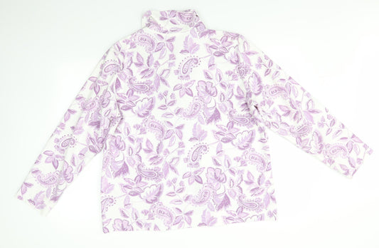 Preworn Womens Purple Floral Cardigan Jumper Size L