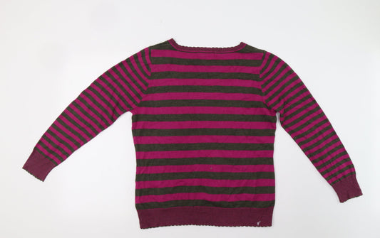 M&S Womens Pink Striped Pullover Jumper Size 16