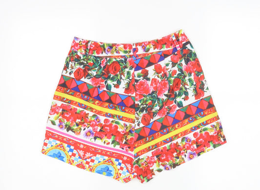 PRETTYLITTLETHING Womens Multicoloured Floral Hot Pants Shorts Size 8
