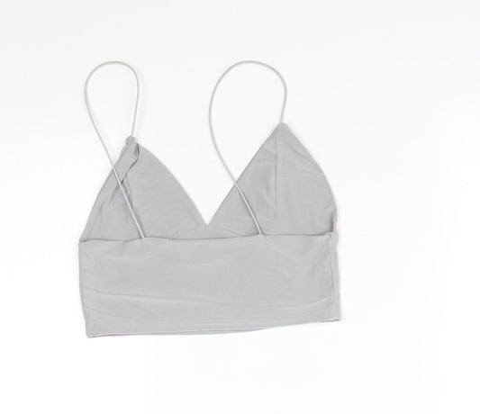 PRETTYLITTLETHING Womens Grey Basic T-Shirt Size 8