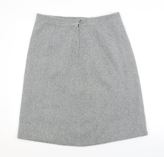 Preworn Womens Grey Argyle/Diamond A-Line Skirt