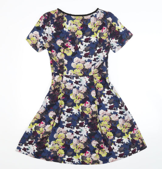Monsoon Womens Multicoloured Floral A-Line Size 8