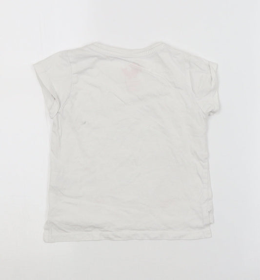 Young Dimension Girls White Animal Print Basic T-Shirt Size 4-5 Years