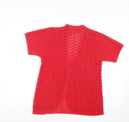 Destiny Womens Red Knit Cardigan Jumper Size S