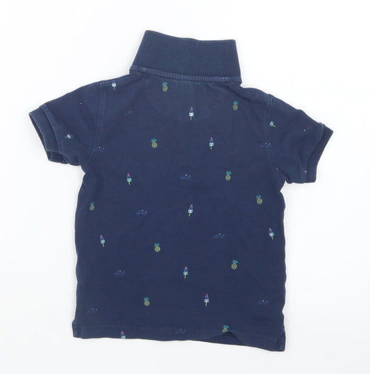 Marks and Spencer Boys Blue Geometric Basic Polo Size 2-3 Years