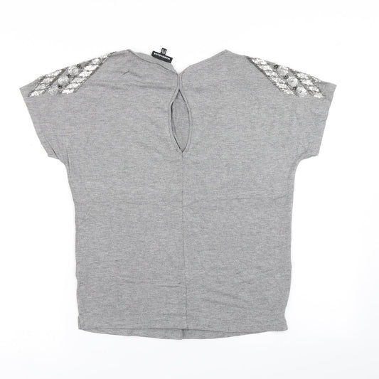 Warehouse Womens Grey Basic T-Shirt Size 6