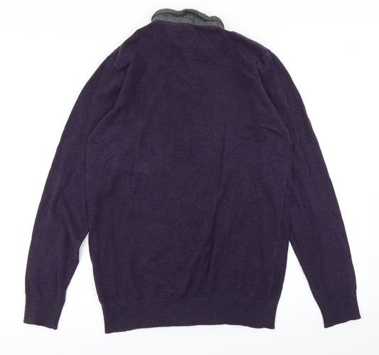 ACW85 Mens Purple Knit Polo Size S