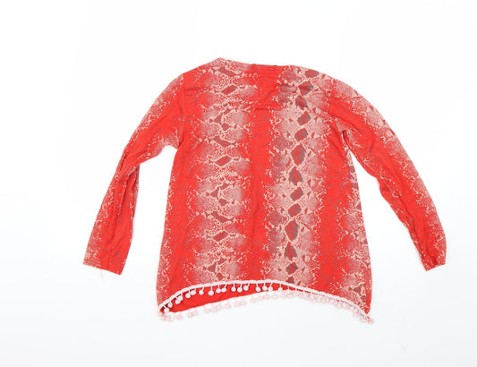 MissLook Girls Red Animal Print Pullover Jumper Size 11-12 Years