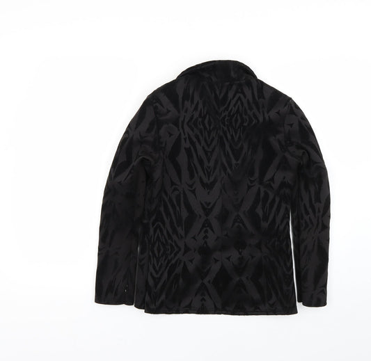 ayanapa Womens Black Animal Print Jacket Blazer Size 10