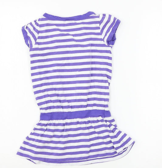 Sergent Major Girls Purple Striped Jersey T-Shirt Dress Size 5 Years