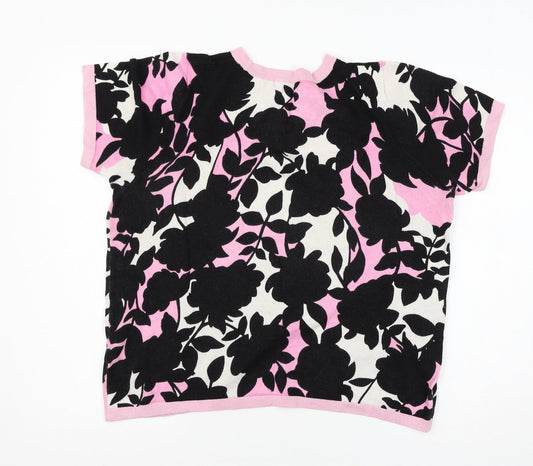 Marks and Spencer Womens Pink Floral Knit Pullover Jumper Size 14