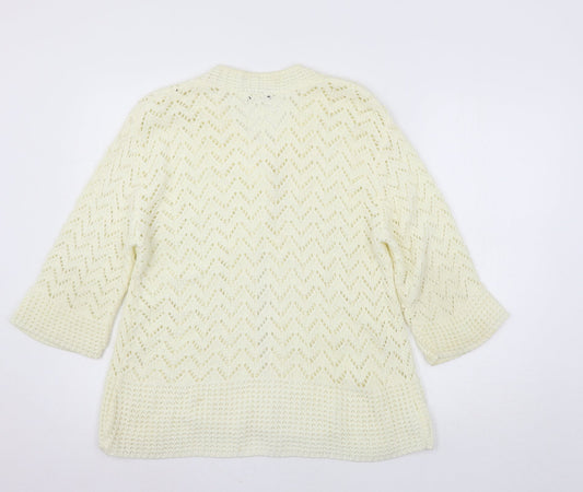 Glimpse Womens Ivory Knit Cardigan Jumper Size M