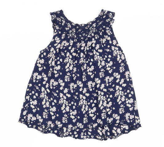 River Island Womens Blue Floral Basic Blouse Size 8