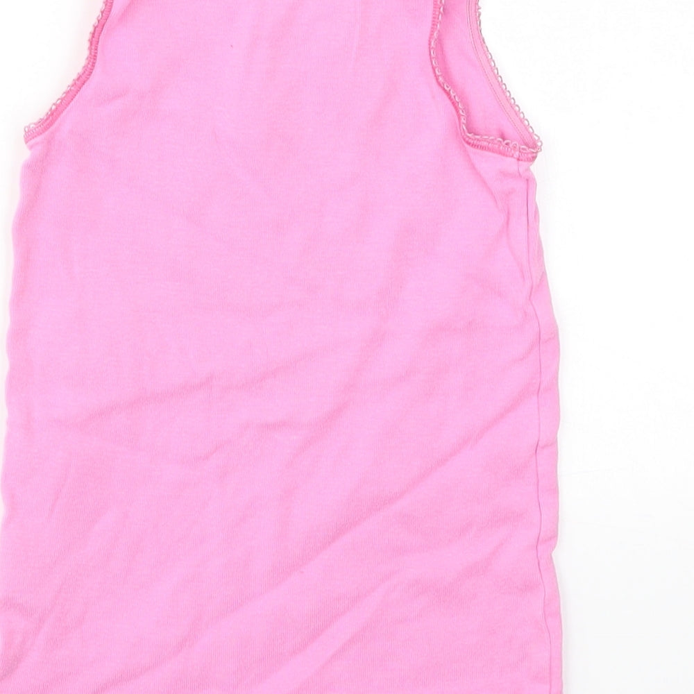 M&S Girls Pink Geometric Basic T-Shirt Size 5-6 Years