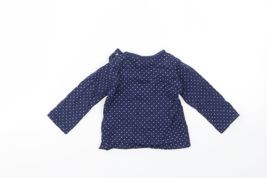 Debenhams Girls Blue Spotted Basic T-Shirt Size 3-6 Months