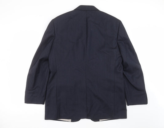 Impressions Perfect Mens Blue Herringbone Jacket Suit Jacket Size 42