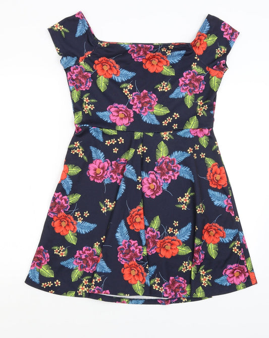 New Look Womens Blue Floral Fit & Flare Size 14