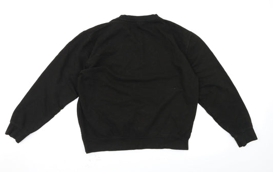 just hoods Womens Black Houndstooth Pullover Sweatshirt Size L