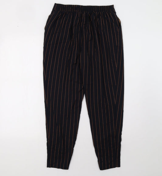 New Look Womens Blue Striped Trousers Size 10 L28 in