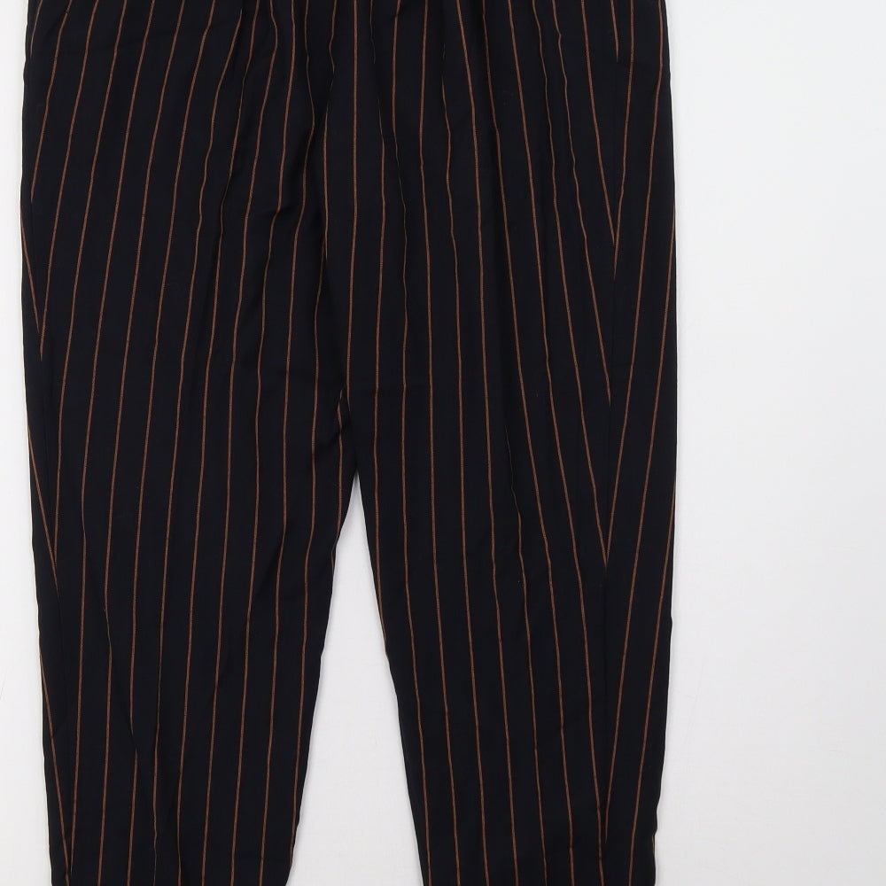 New Look Womens Blue Striped Trousers Size 10 L28 in