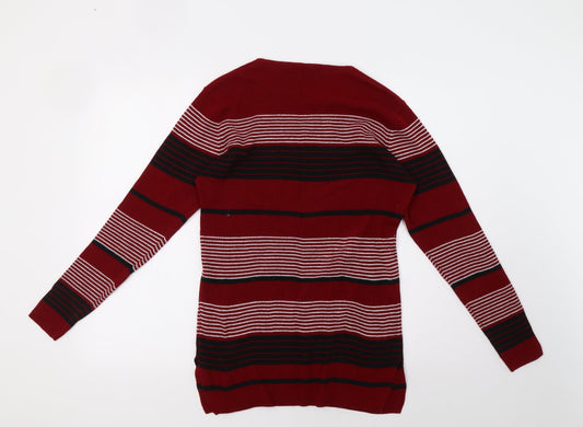 EWM Womens Red Striped Pullover Sweatshirt Size M