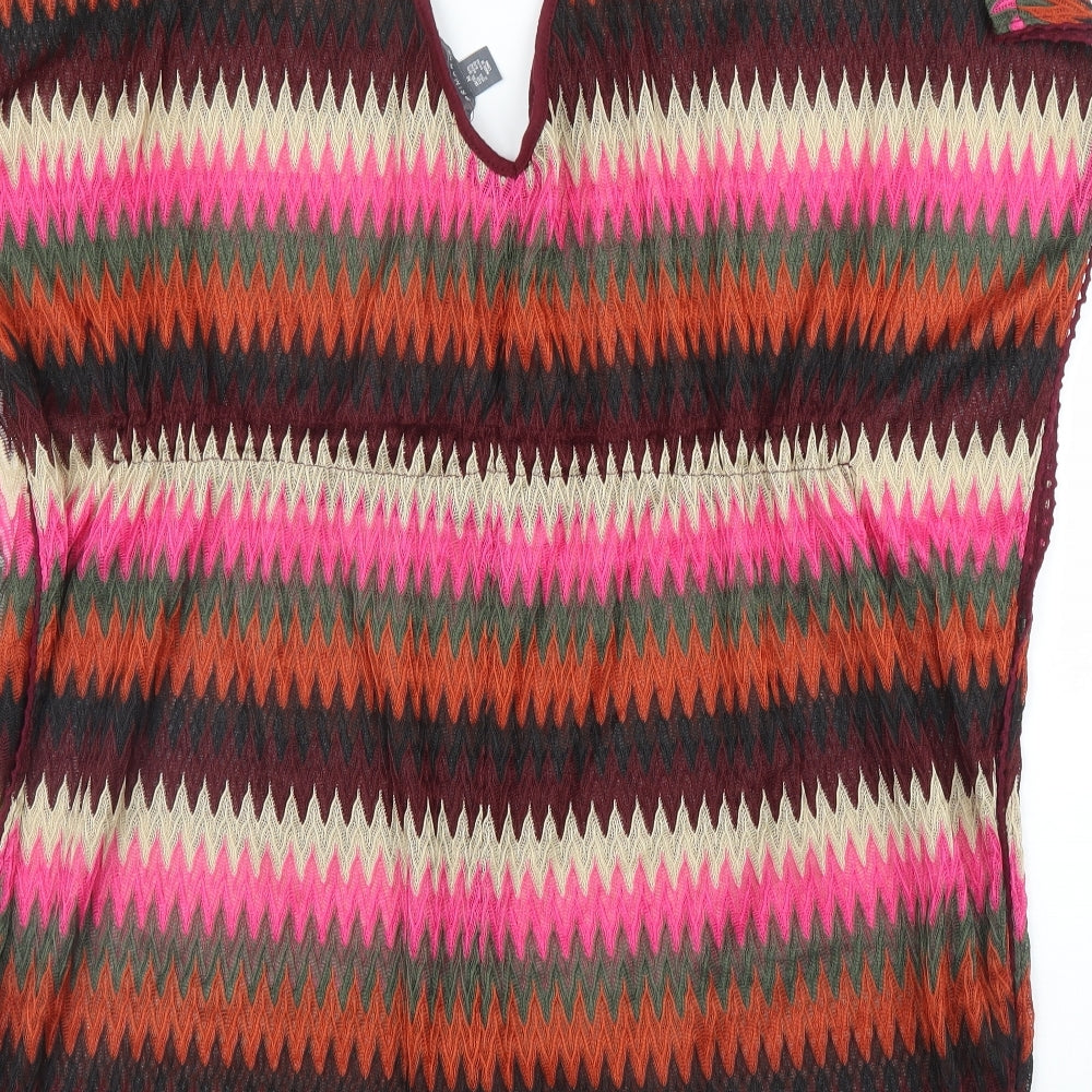 Primark Womens Pink Striped Kimono Blouse Size M - Beachwear