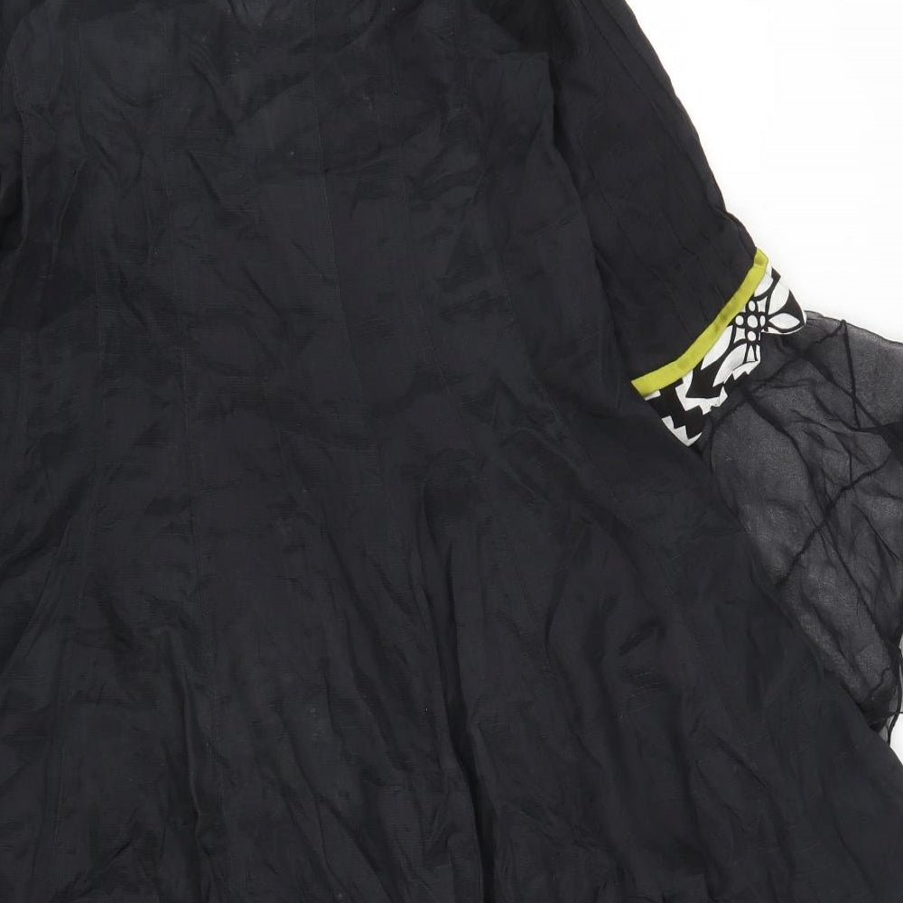 Cotton Ginny Womens Black Floral A-Line Size S - Pearls