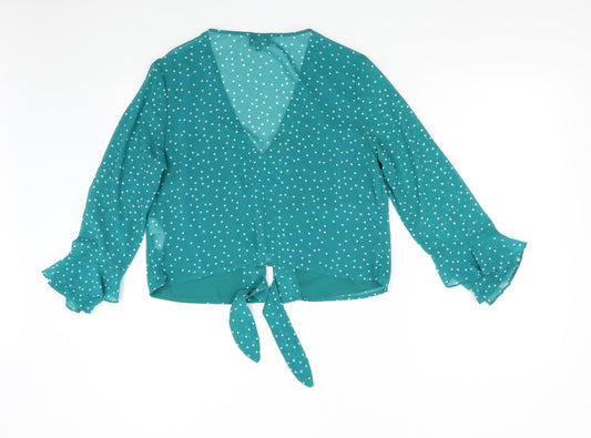 Bardót Womens Green Polka Dot Basic Blouse Size 12