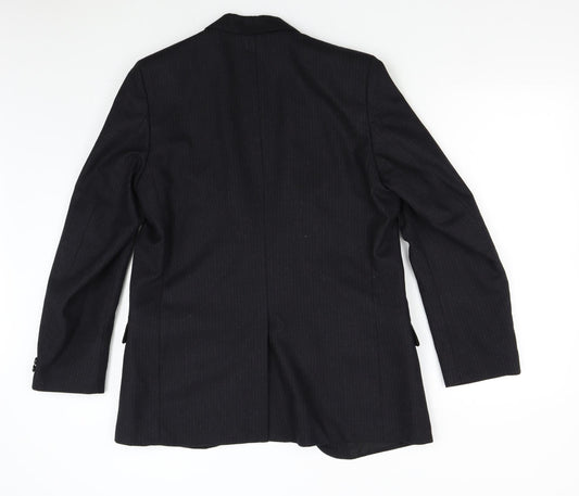 Burton Collection Mens Black Striped Jacket Suit Jacket Size 38