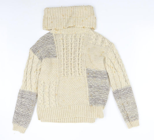 Falmer Womens Beige Knit Pullover Jumper Size S