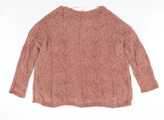 Stadivarius Womens Orange Knit Pullover Jumper Size S