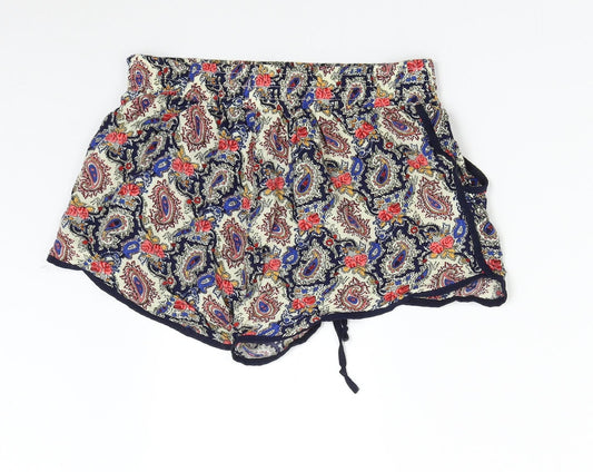 Moda Impression Womens Multicoloured Paisley Hot Pants Shorts Size M