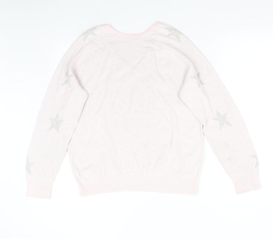 Preworn Womens Pink Pullover Jumper Size L - Stars
