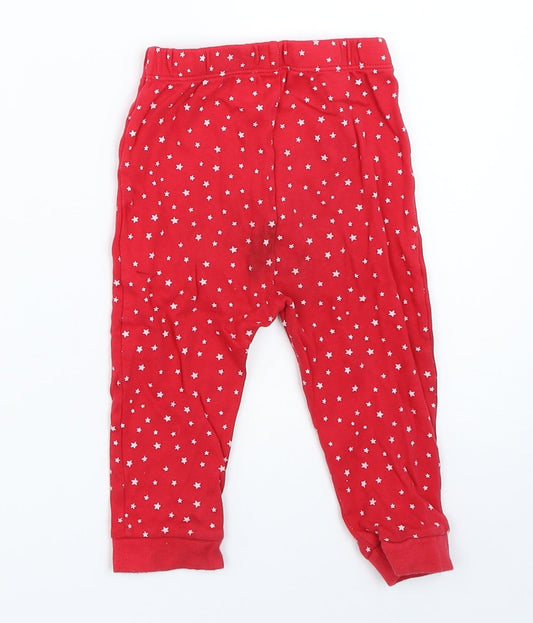 George Girls Red Solid Capri Pyjama Pants Size 12-18 Months