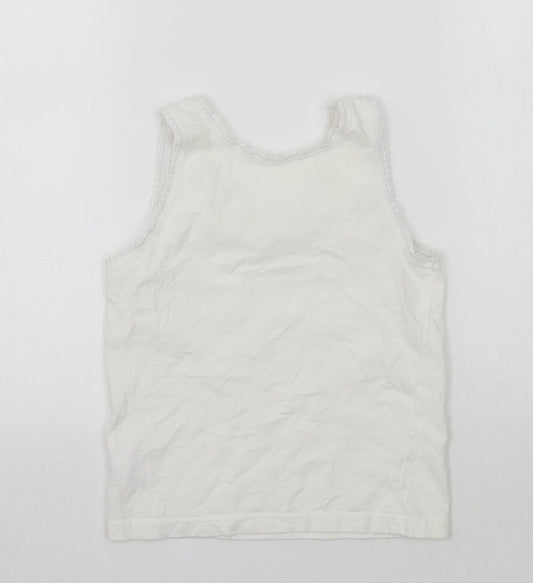 KidsOwn Girls White Basic Tank Size 3-4 Years