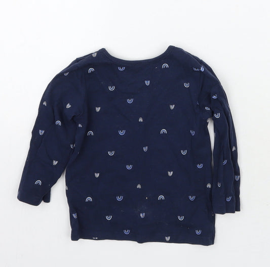 George Girls Blue Geometric Basic T-Shirt Size 9-12 Months