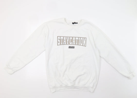 PRETTYLITTLETHING Womens White Pullover Sweatshirt Size M - Staycation